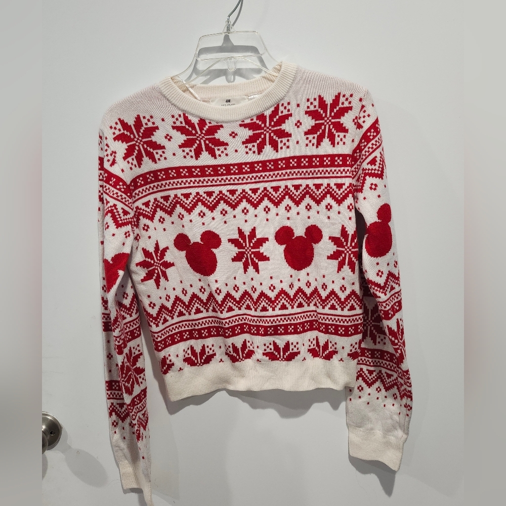 H&M Festive Red And White Disney  Sweater Kids Size 20